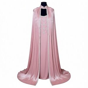 Elegant Pink Cape Dress – Luxury Occasion Wear